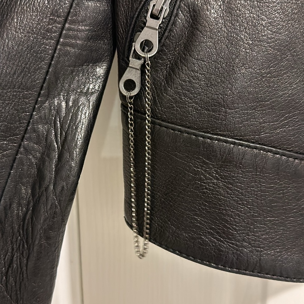 Paige 100% leather with 100% silk lining jacket with hexagon pattern detail - Picture 3 of 4